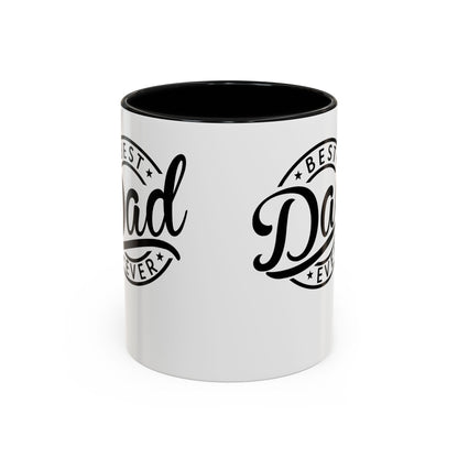 Best Dad Ever Accent Coffee Mug — Black Handle & Inner Rim, Father's Day Gift (11oz & 15oz)