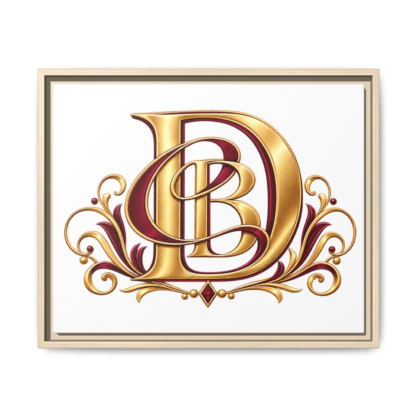 Monogram Letter D Canvas Print — Framed Matte Wall Art