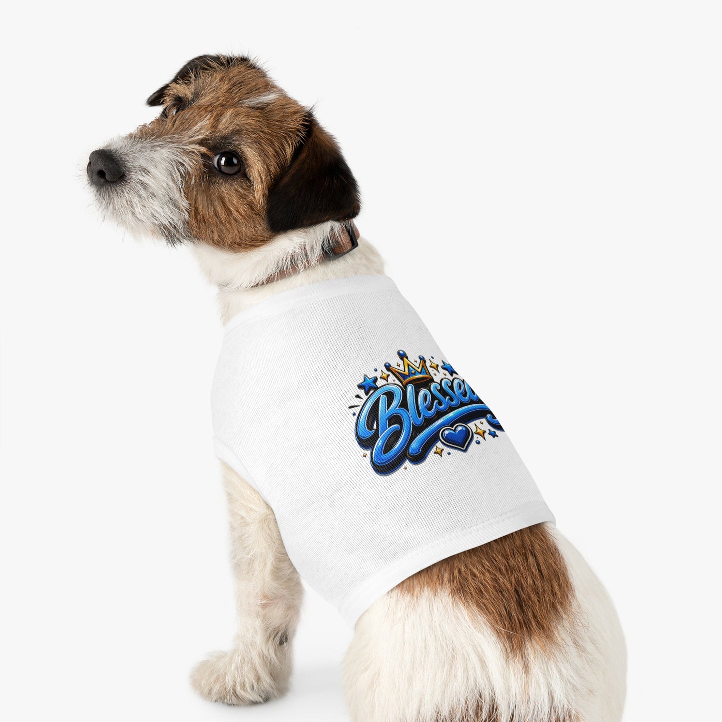 Blessed Pet Tank Top - Blue Crown & Heart Puppy Shirt