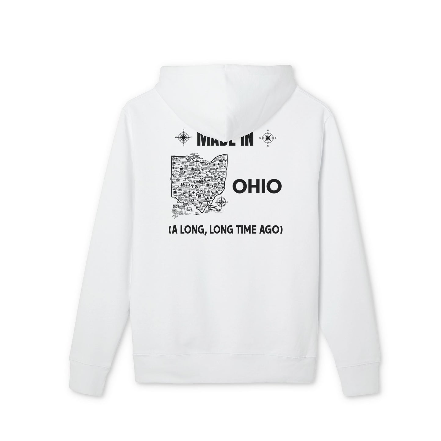 Ohio Map Hoodie — "Made in Ohio (A Long, Long Time Ago)" Retro State Pride Pullover