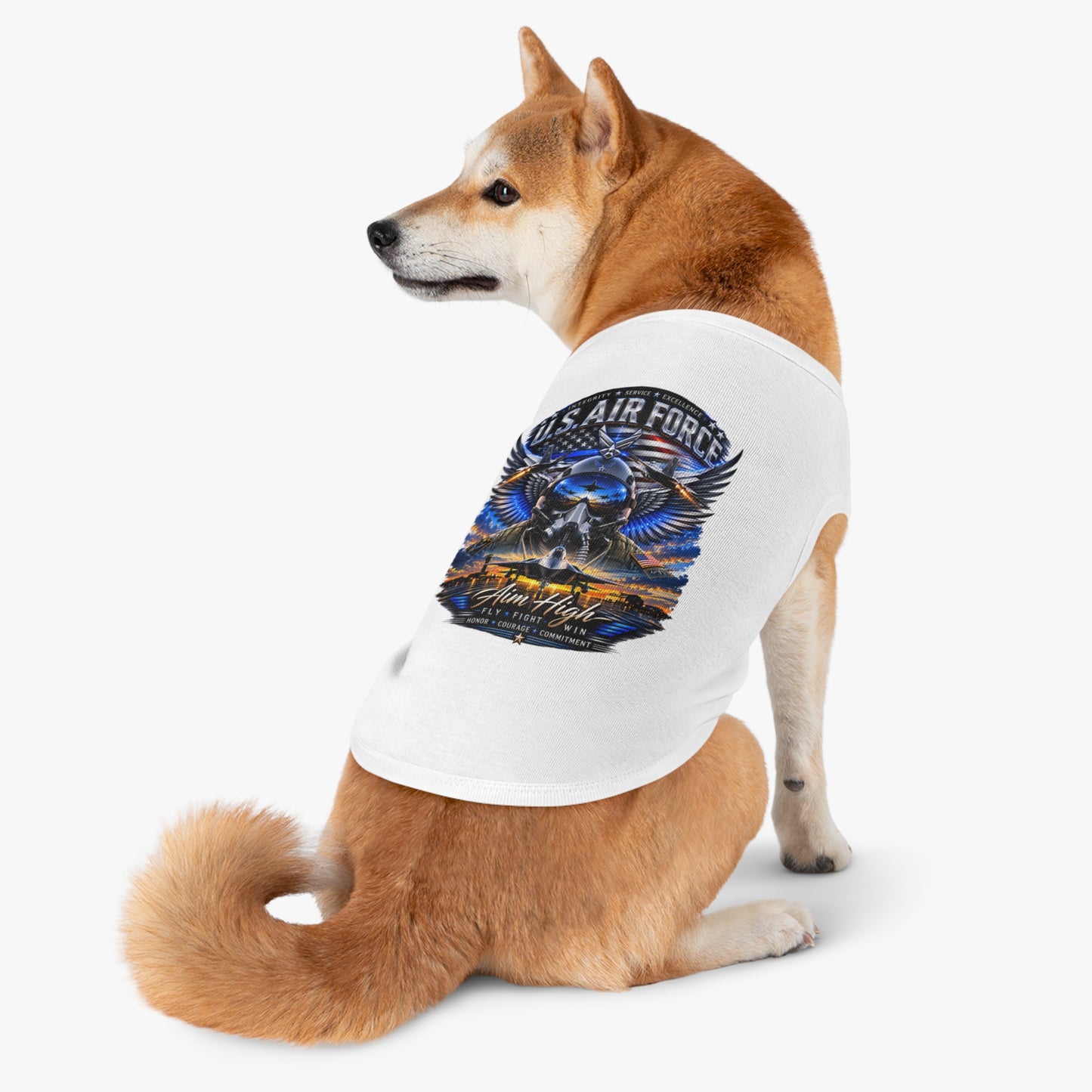 U.S. Air Force Pet Tank Top - "Aim High" Military Pilot Dog Shirt