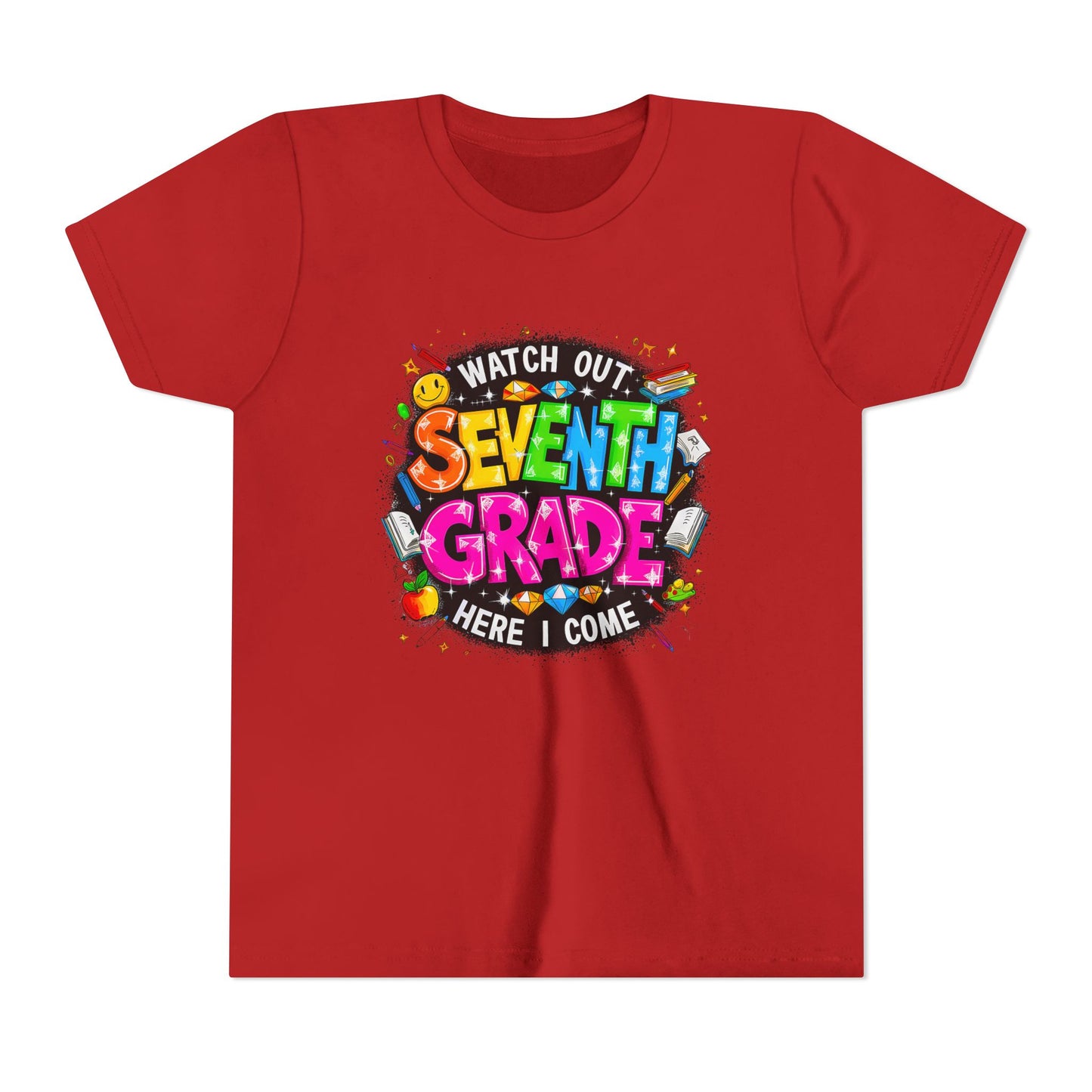 Seventh Grade Kids T-Shirt – “Watch Out Seventh Grade Here I Come” Back-to-School Tee
