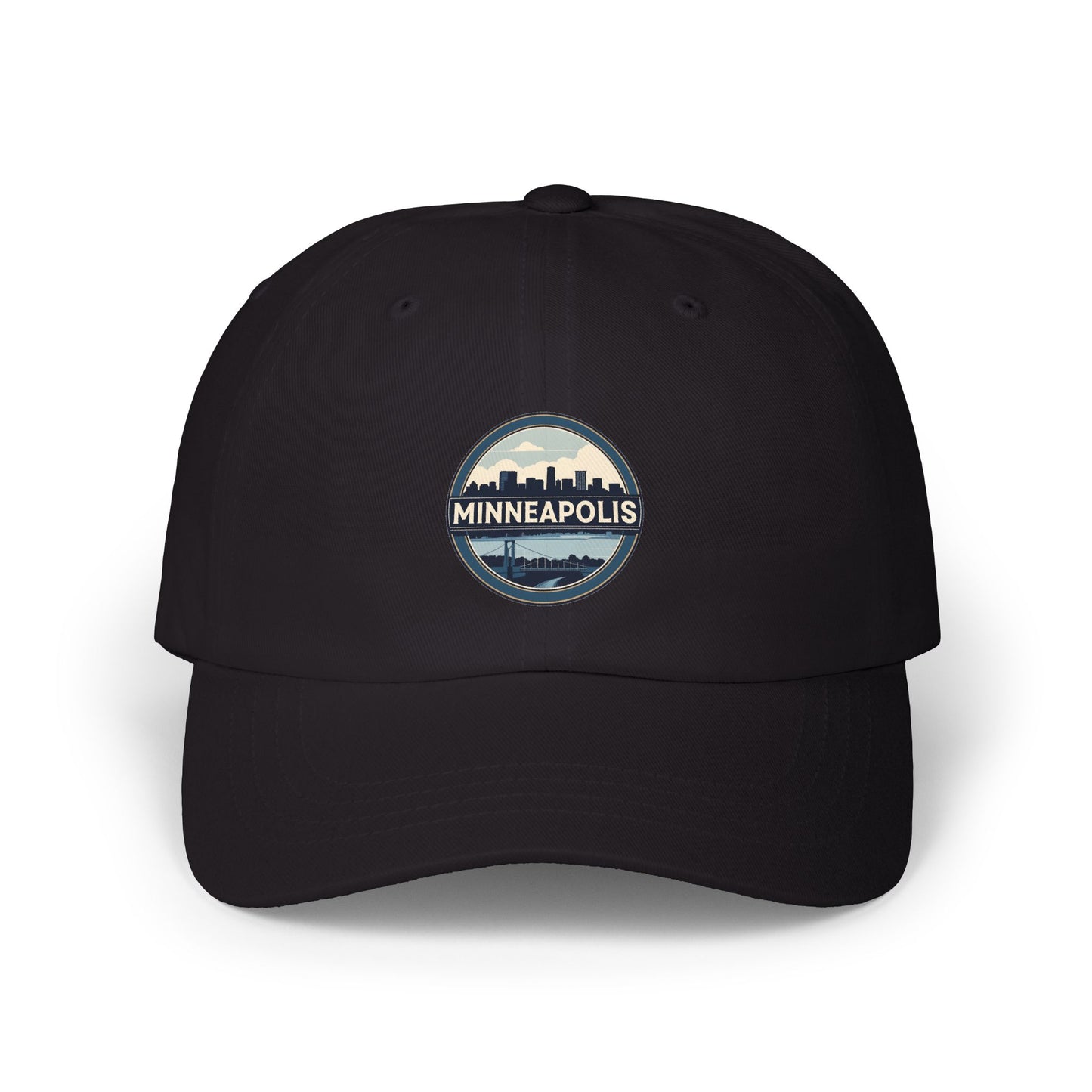 Minneapolis Skyline Dad Cap — Vintage Circle Patch Hat