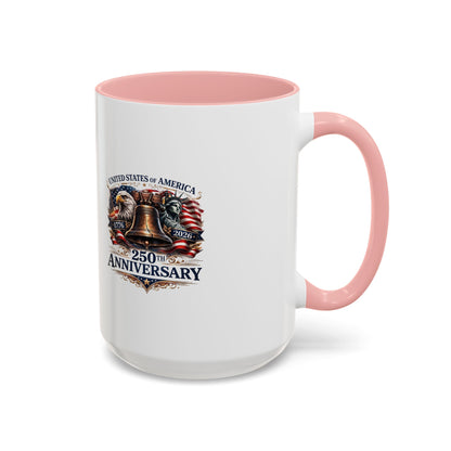 250th Anniversary Accent Coffee Mug — Patriotic United States Bell & Eagle Design (11/15 oz)