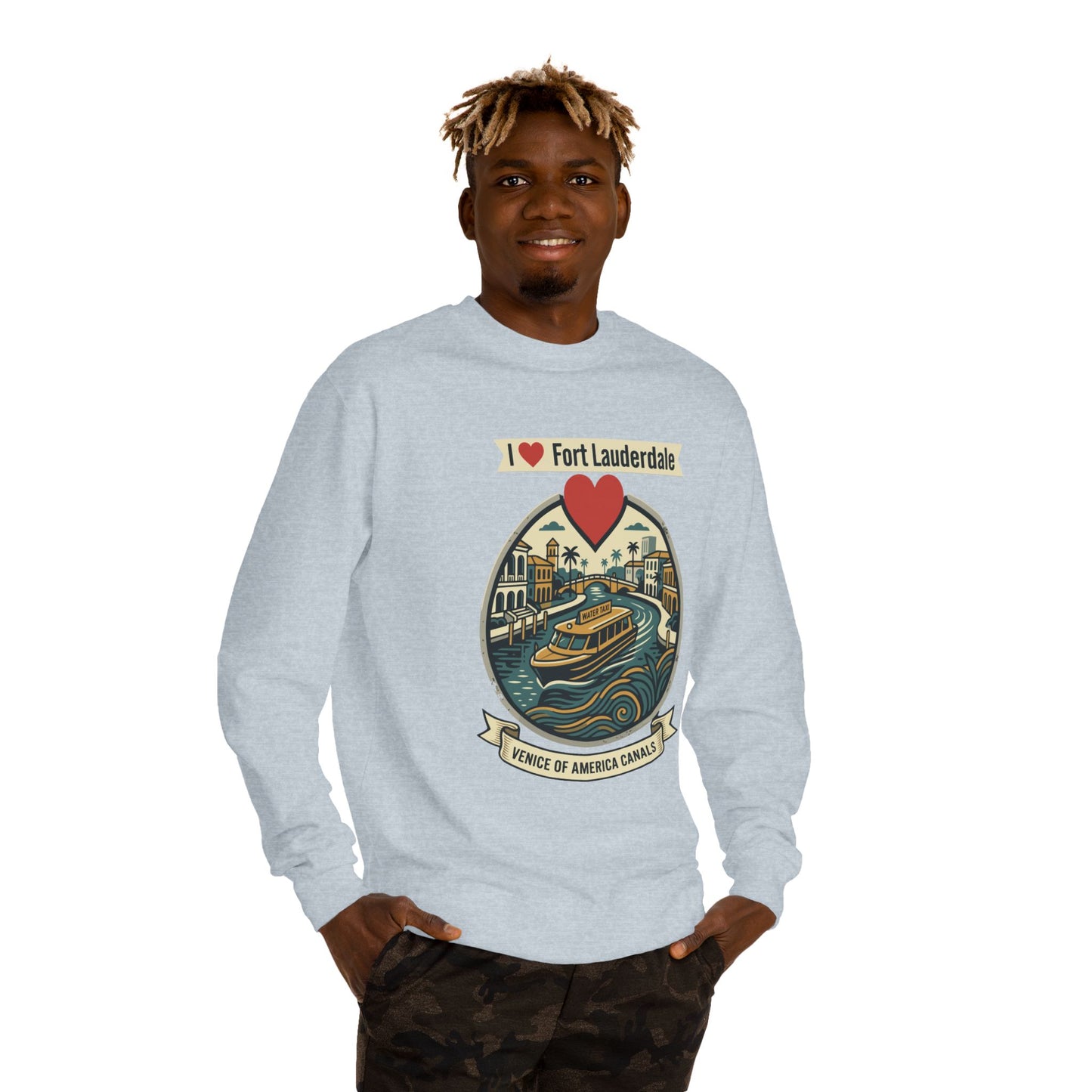 I  Fort Lauderdale Crewneck Sweatshirt — Venice of America Canals Graphic