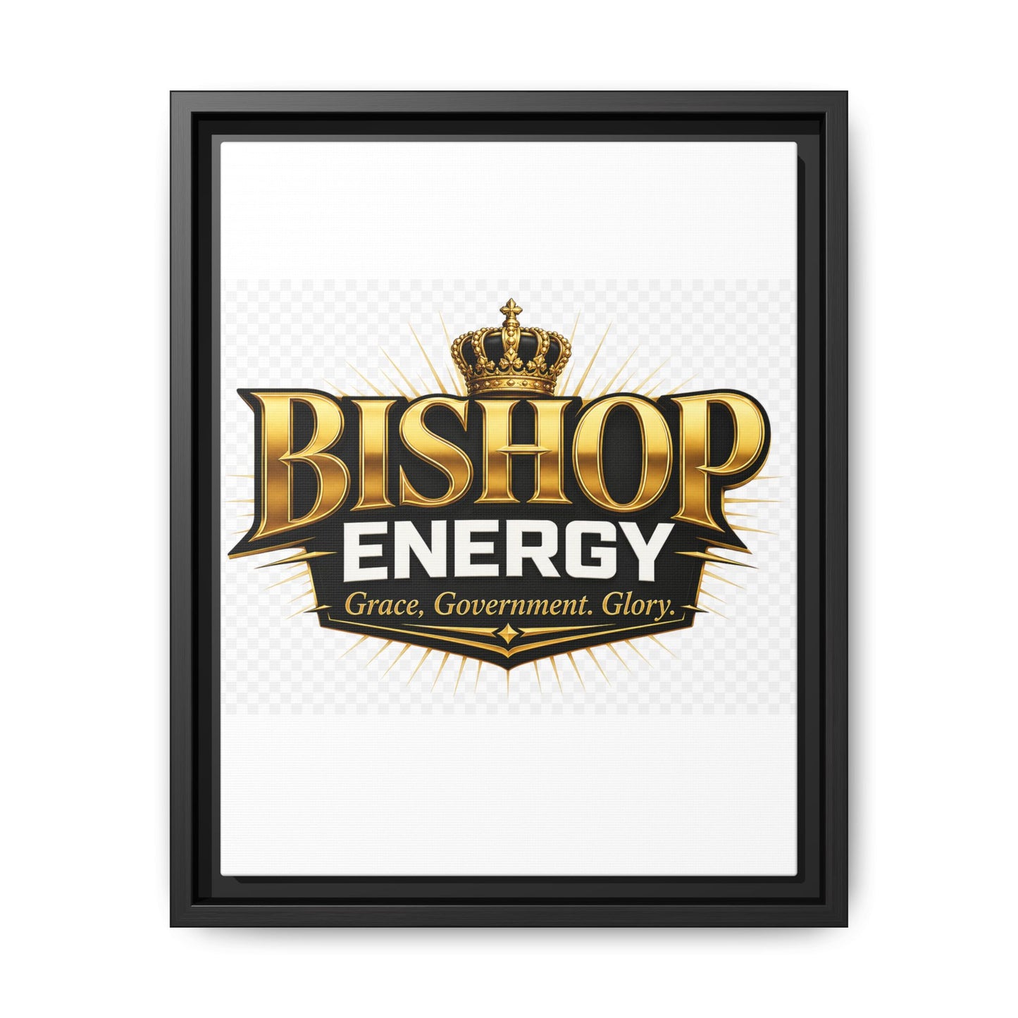 Framed Canvas Art - "Bishop Energy" Gold Crown Logo (Matte)