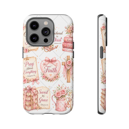 Faith Floral Phone Case – Christian Inspirational Scripture iPhone Cover (Choose Joy, Pray, Faith)