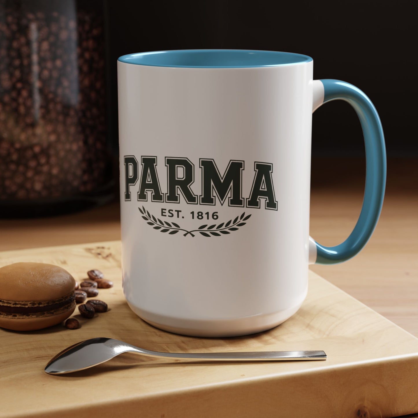 Parma Established 1816 Accent Coffee Mug — Vintage Collegiate Ceramic Coffee Cup