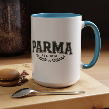 Parma Established 1816 Accent Coffee Mug — Vintage Collegiate Ceramic Coffee Cup