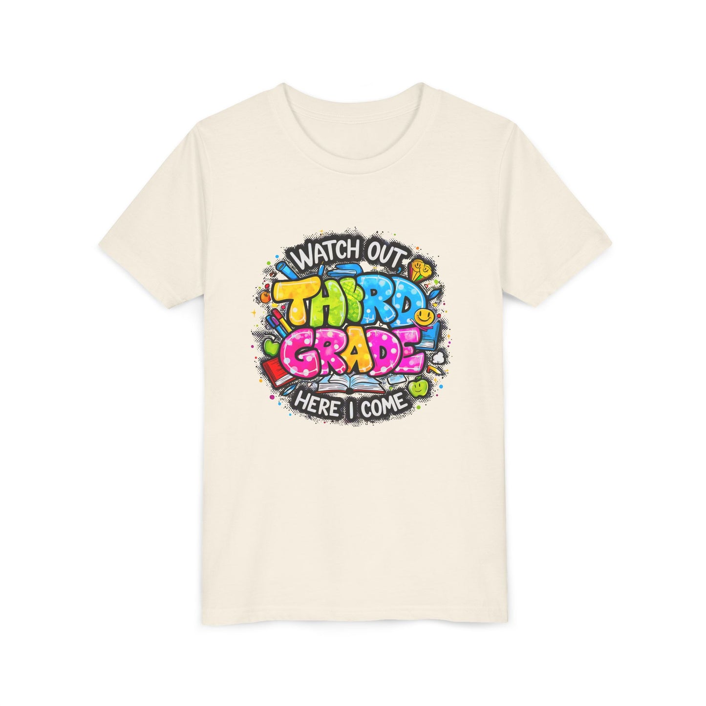 Third Grade Kids T‑Shirt — "Watch Out Third Grade Here I Come" Back-to-School Tee