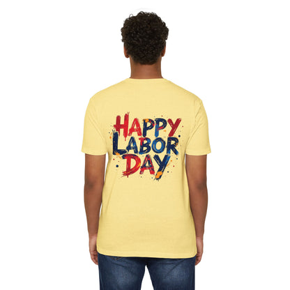 Labor Day Graphic T-Shirt — "Happy Labor Day" Patriotic Celebration Tee