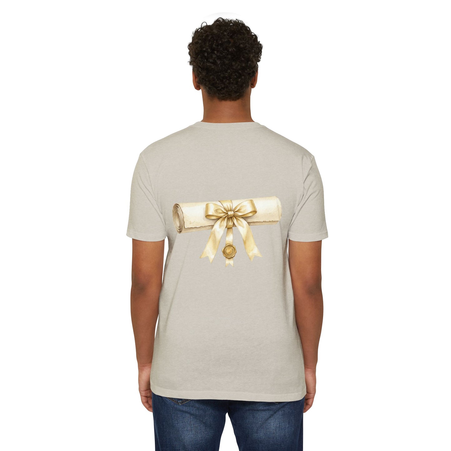 Graduation Scroll T-Shirt — Gold Ribbon Diploma Tee