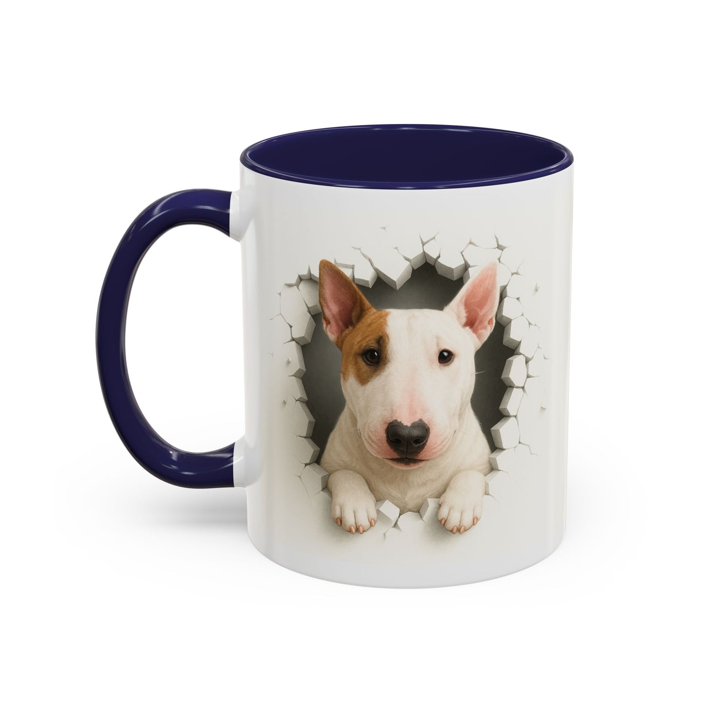 Bull Terrier Coffee Mug — Cute Dog Peeking Accent Mug (11/15oz)
