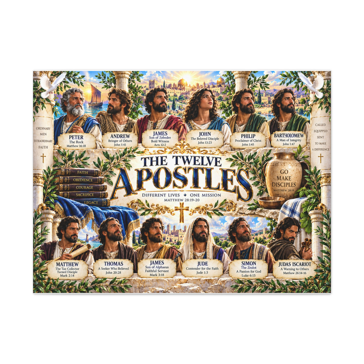 Twelve Apostles Canvas Wall Art — Classic Christian Scripture Print
