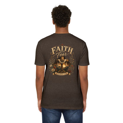 Faith Over Fear T-Shirt — Christian Joshua 1:9 Cross Tee