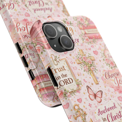 Anchored In Christ Phone Case | Christian floral iPhone Case