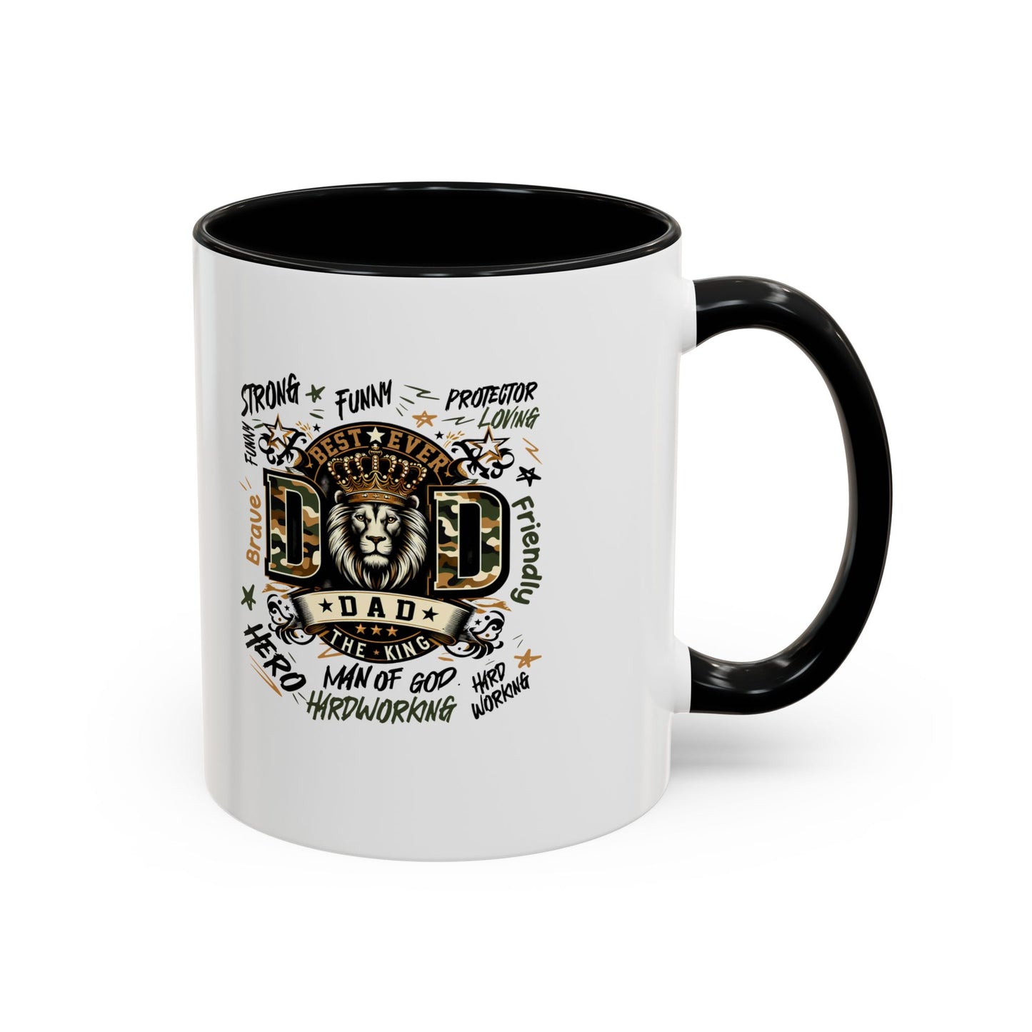 Dad King Lion Coffee Mug — 'Dad: The King' Accent 11/15oz Gift