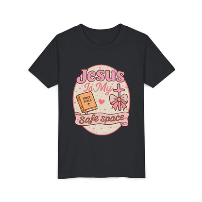 Youth Tee — "Jesus Is My Safe Space" Christian Kids T-Shirt