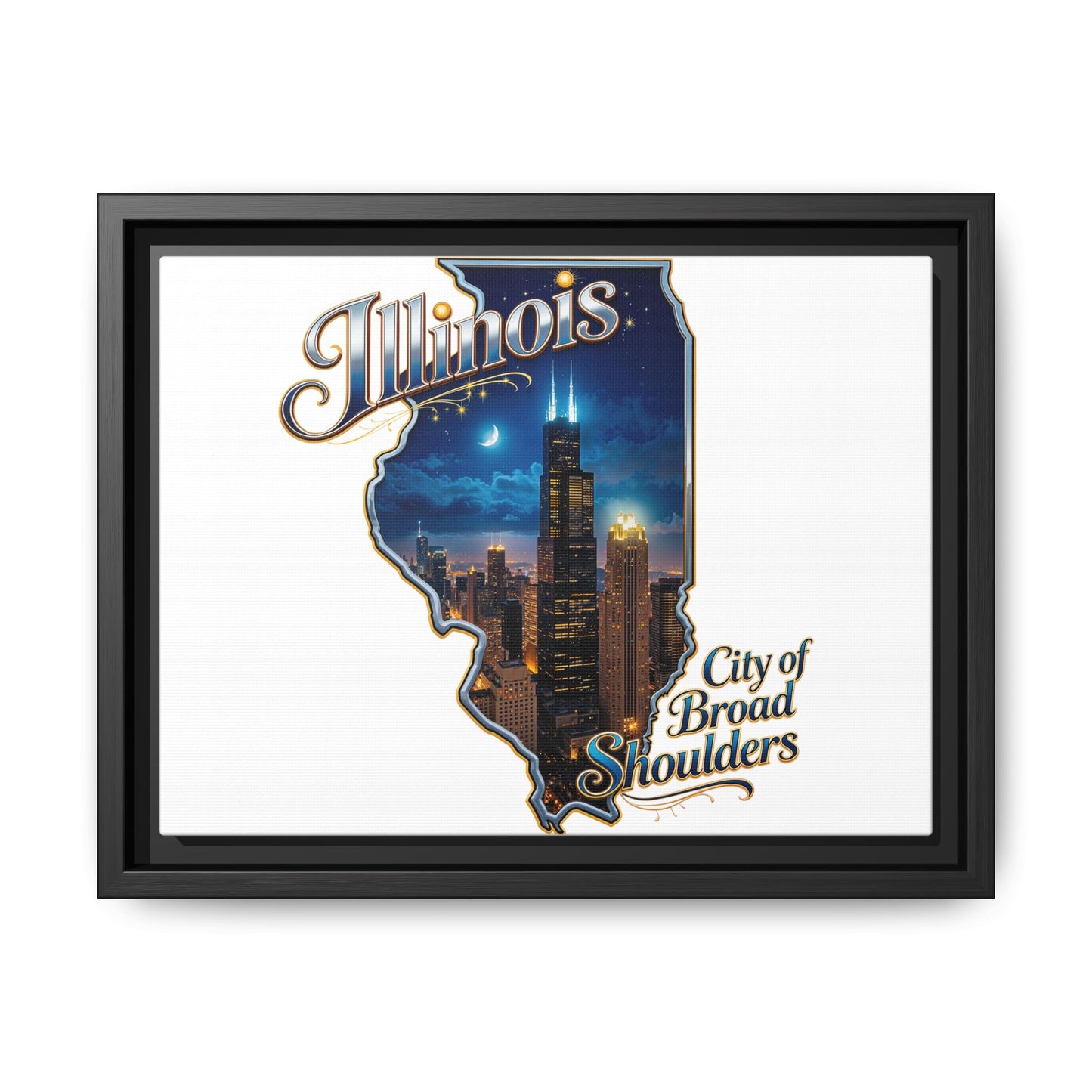 Illinois City of Broad Shoulders Matte Canvas Framed Wall Art