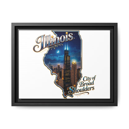 Illinois City of Broad Shoulders Matte Canvas Framed Wall Art