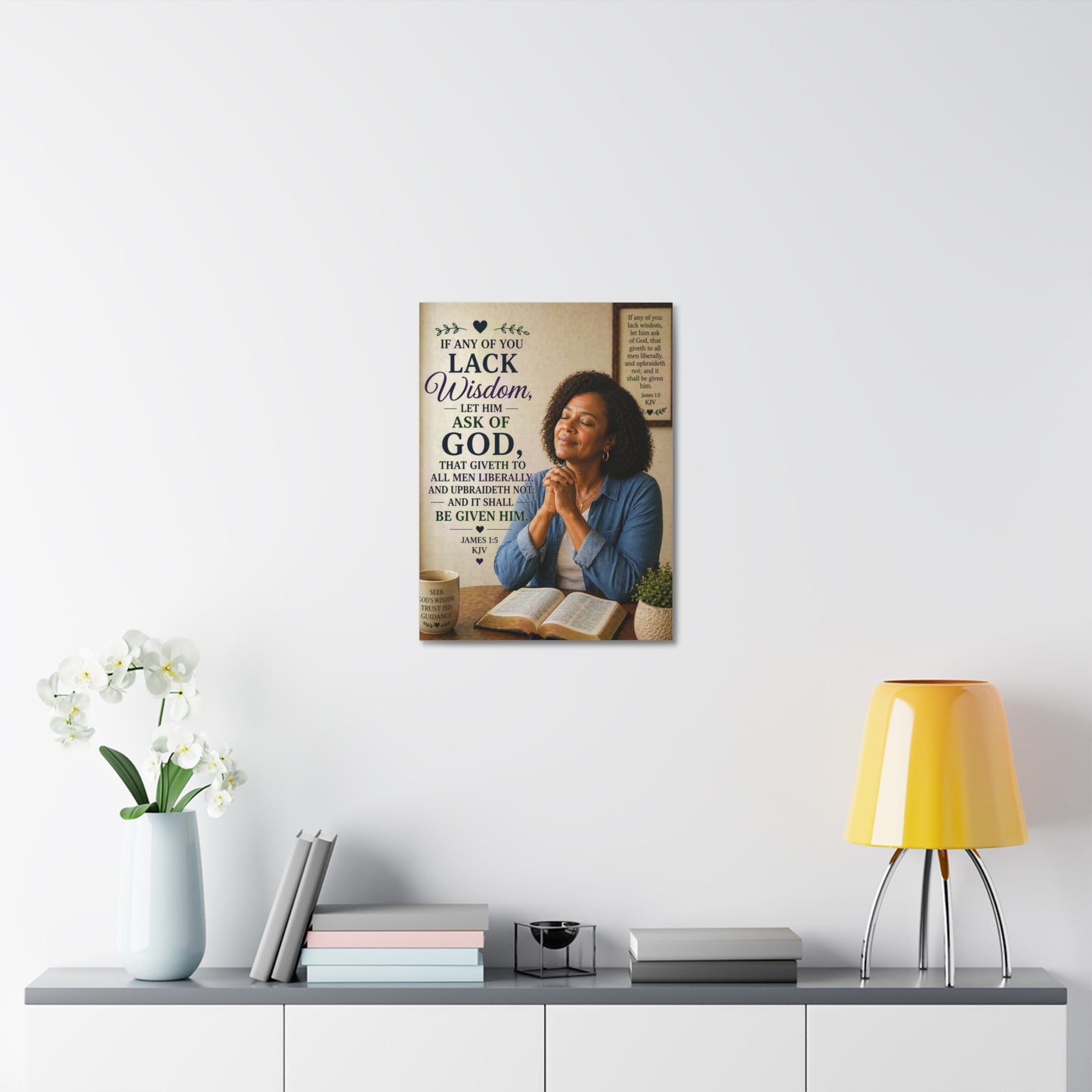 Stretched Canvas - "If Any of You Lack Wisdom" Inspirational Christian Wall Art (James 1:5)