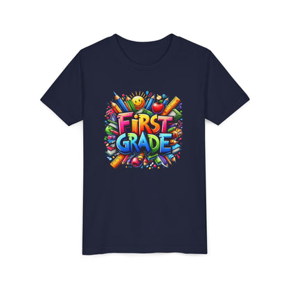 First Grade Kids Tee — Colorful Back-to-School Shirt for Boys & Girls