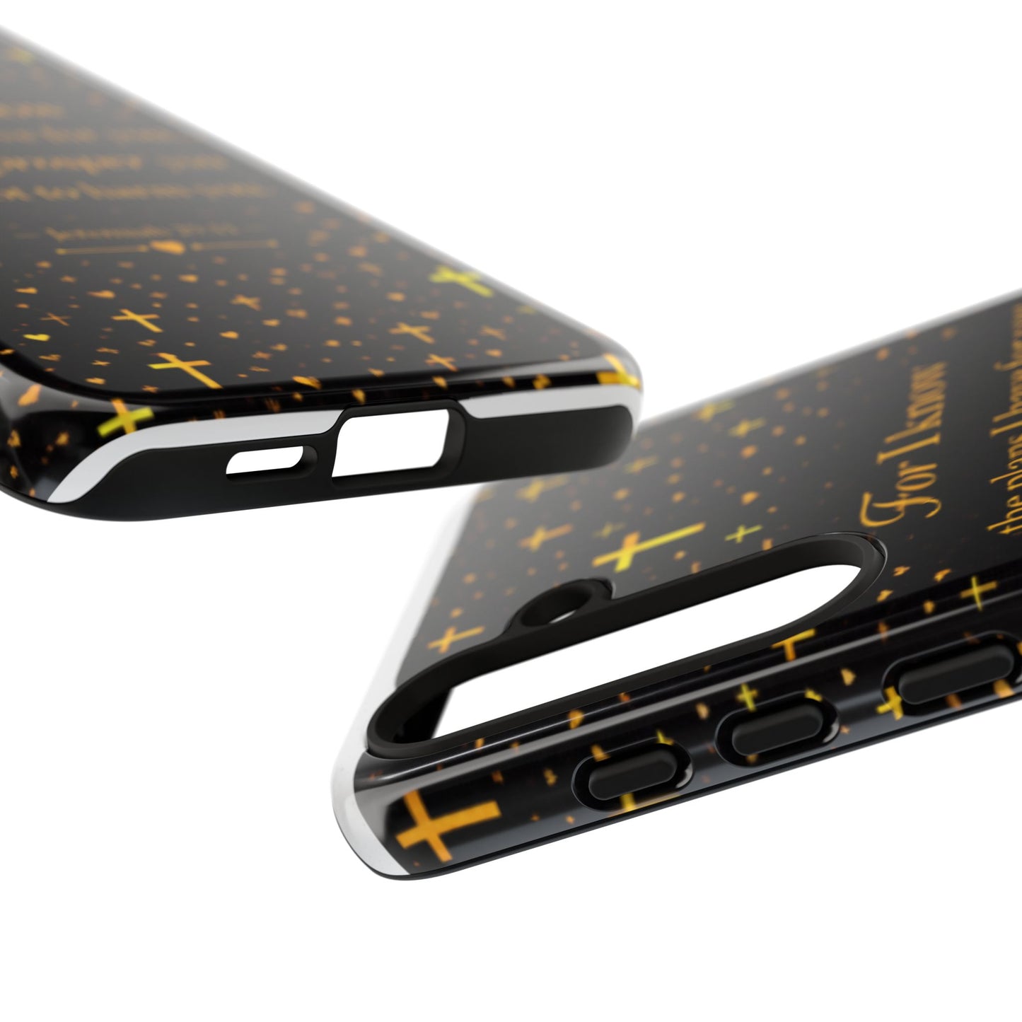 Phone Case — "For I Know" Jeremiah 29:11 Gold Cross Christian Tough Case