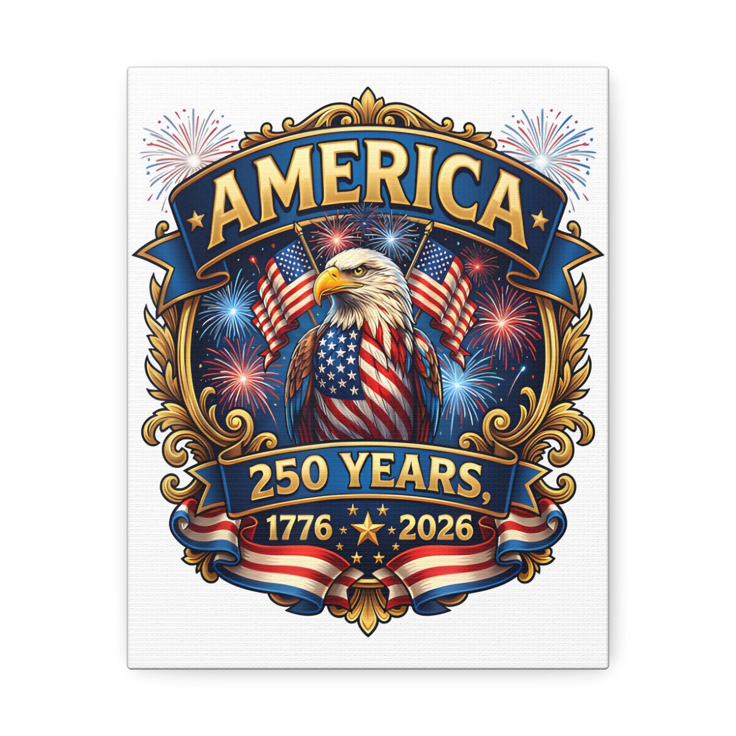 America 250th Anniversary Canvas – Patriotic Eagle 1776-2026 Wall Art