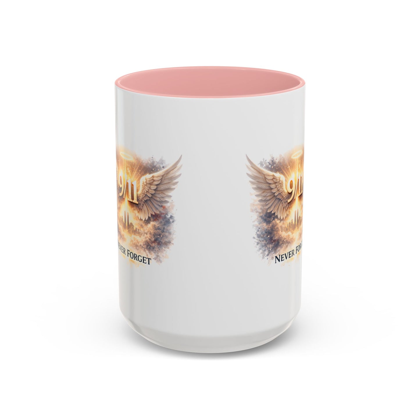 9/11 Never Forget Accent Coffee Mug — Memorial Tribute Ceramic Mug