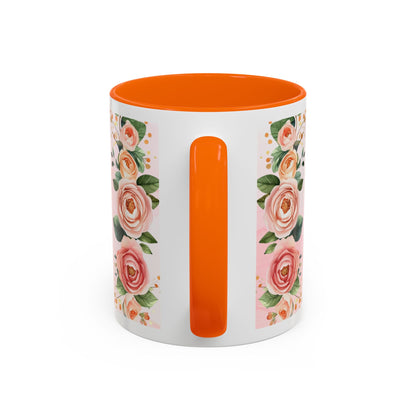 Mom Floral Accent Coffee Mug – Pink Rose Mother's Day Gift (11/15 oz)