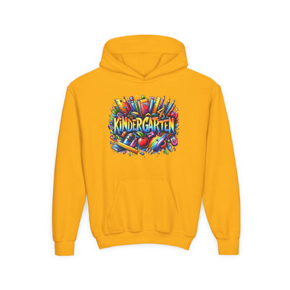Kindergarten Kids Hoodie — Colorful School Supplies Back-to-School Sweatshirt