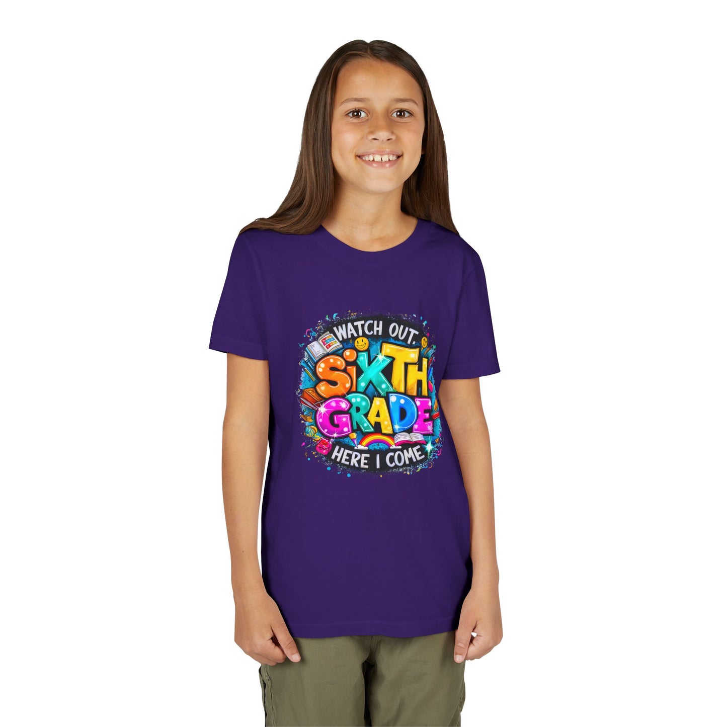 Youth Tee — "Watch Out Sixth Grade Here I Come" Back-to-School Graphic Shirt