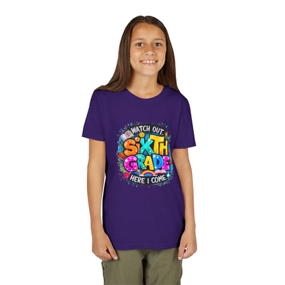 Youth Tee — "Watch Out Sixth Grade Here I Come" Back-to-School Graphic Shirt