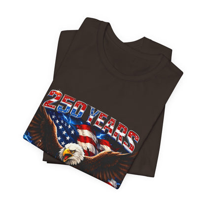 250 Years Bald Eagle American Flag T-Shirt — 1776–2026 Patriotic Tee