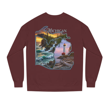 Michigan Lakes State Sweatshirt — Lighthouse & Great Lakes Scenic Pullover
