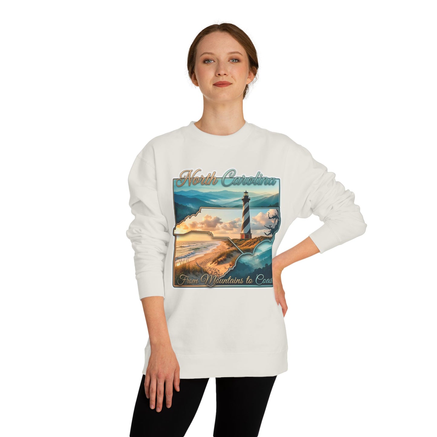 North Carolina Lighthouse Sweatshirt — From Mountains to Coast Scenic Crewneck