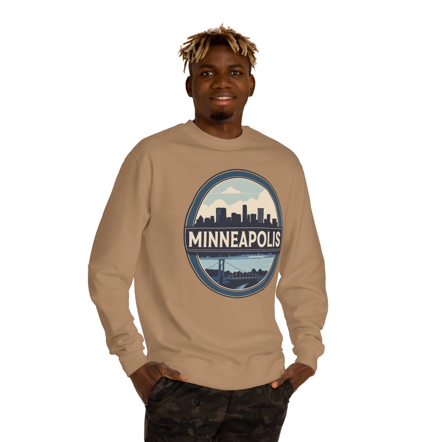 Minneapolis Skyline Crewneck Sweatshirt — Vintage Cityscape Design