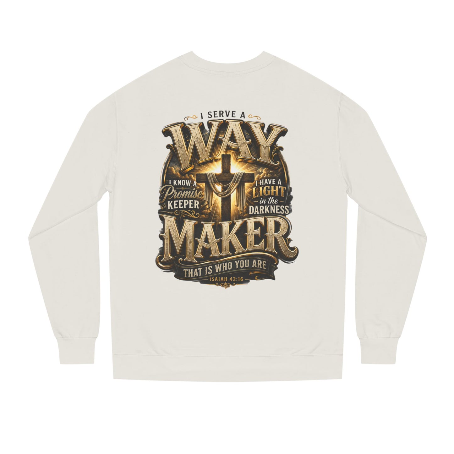 Way Maker Christian Sweatshirt — 'I Serve a Way Maker' Inspirational Crewneck