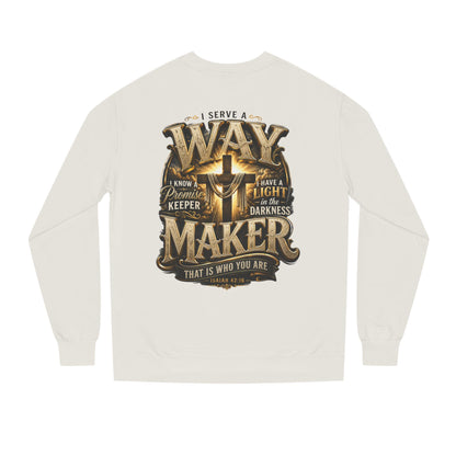 Way Maker Christian Sweatshirt — 'I Serve a Way Maker' Inspirational Crewneck