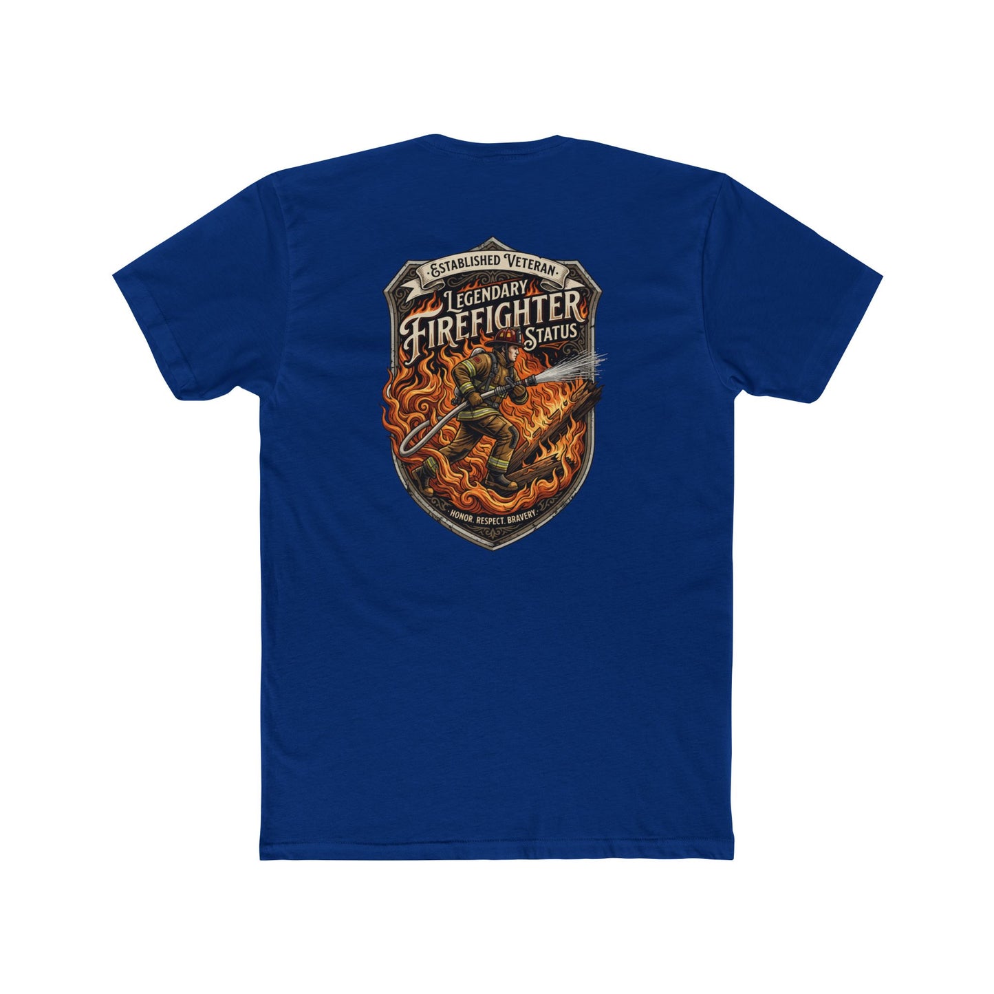 Firefighter Badge T-Shirt — Legendary Firefighter Status Graphic Tee