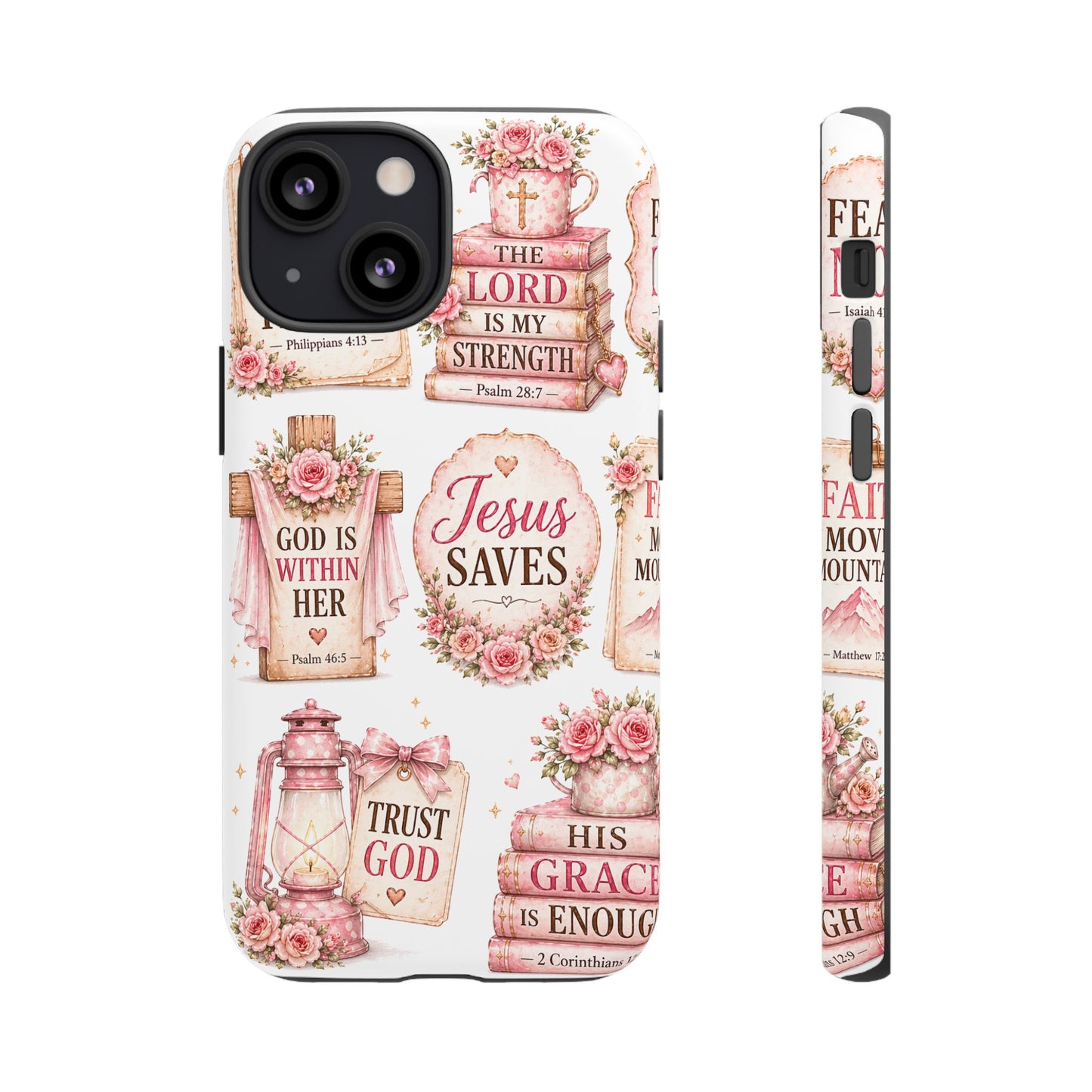 Faith Phone Case — 'Jesus Saves' Floral Christian Scripture iPhone Case