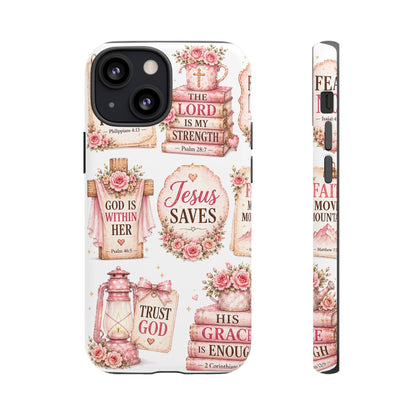 Faith Phone Case — 'Jesus Saves' Floral Christian Scripture iPhone Case