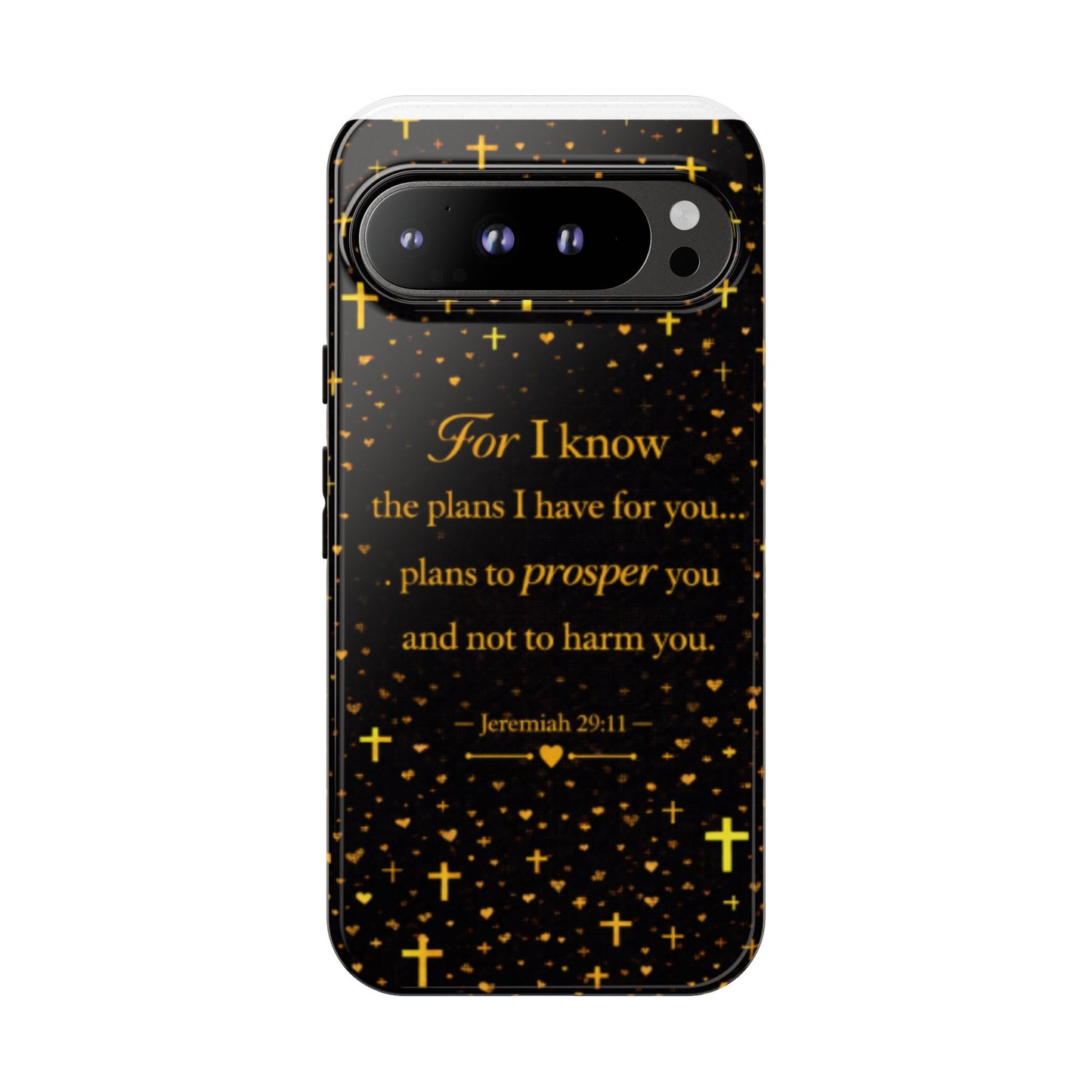 Phone Case — "For I Know" Jeremiah 29:11 Gold Cross Christian Tough Case