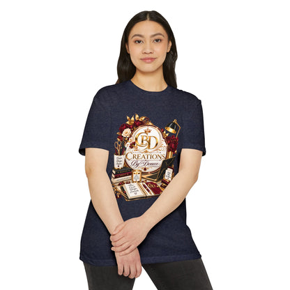 Creations by D’Donne Logo T‑Shirt — Vintage Book & Desk Design