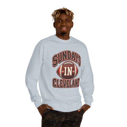 Sundays in Cleveland Football Crewneck Sweatshirt