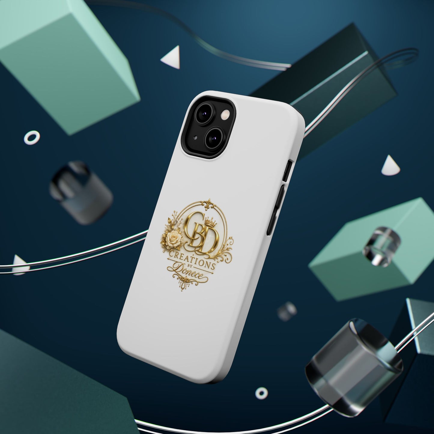 Magnetic Impact-Resistant Phone Case — Gold Floral Crest Logo