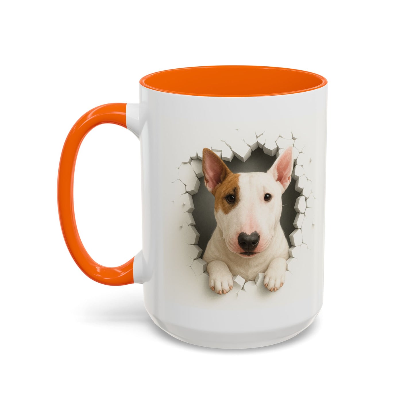 Bull Terrier Coffee Mug — Cute Dog Peeking Accent Mug (11/15oz)