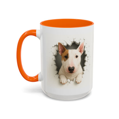 Bull Terrier Coffee Mug — Cute Dog Peeking Accent Mug (11/15oz)