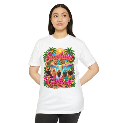 Sunshine & Girlfriends Beach T-Shirt — Tropical Vacation Tee for Friends