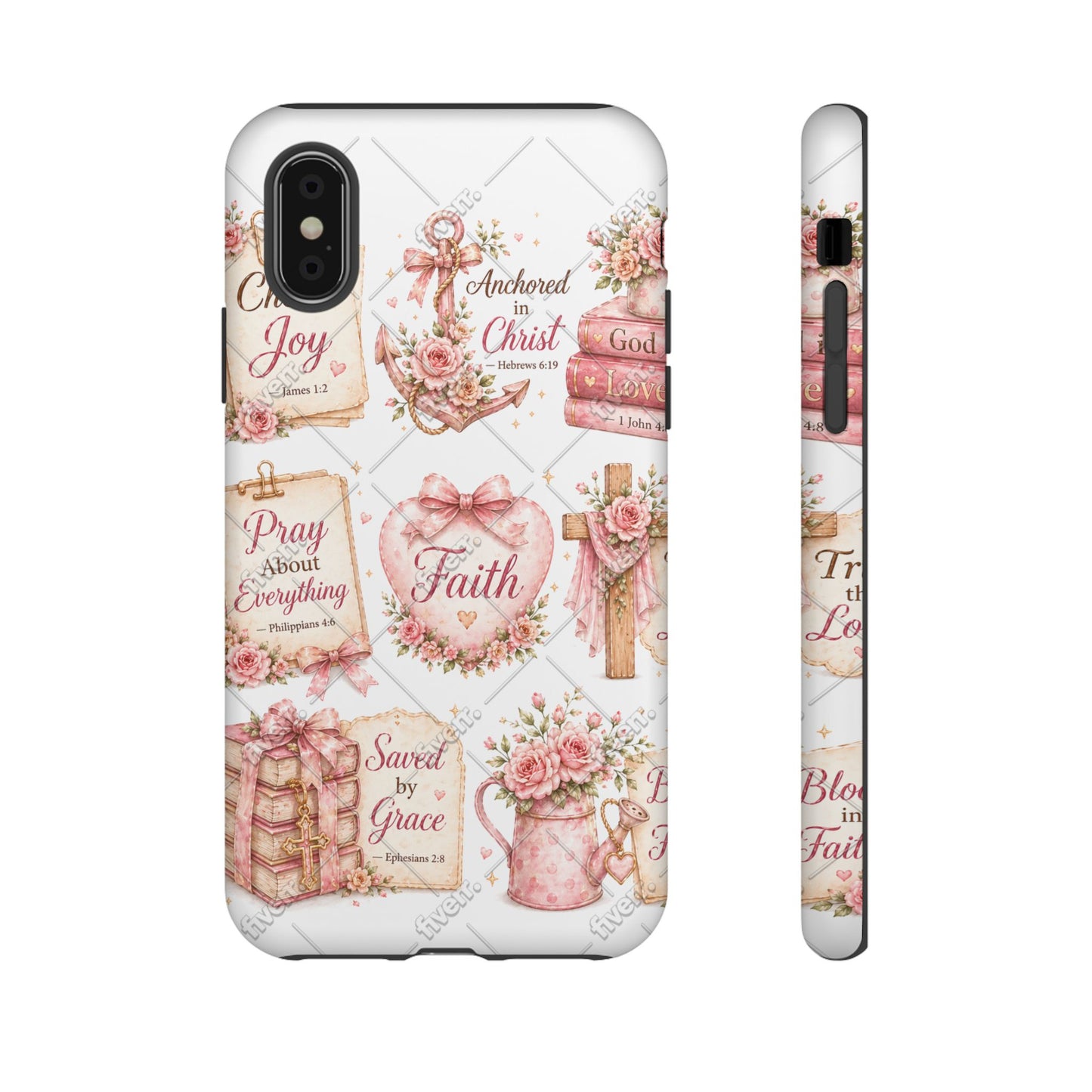 Faith Floral Phone Case – Christian Inspirational Scripture iPhone Cover (Choose Joy, Pray, Faith)